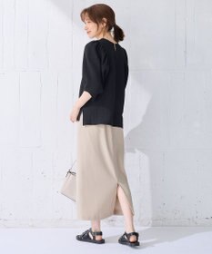 ANY L 【ウエストゴム】カットジョーゼットタイトスカート