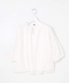 J.PRESS LADIES 【洗える】コットンブレンドチェック バンドカラー カットソー