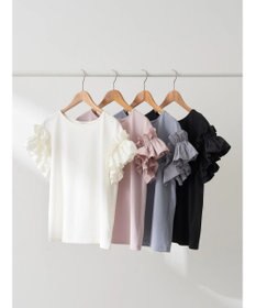 earth music&ecology フリルスリーブカットソー