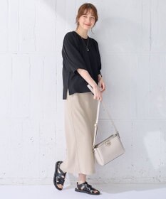 ANY L 【ウエストゴム】カットジョーゼットタイトスカート