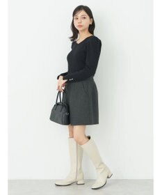 earth music&ecology ハートネック袖パールニットプルオーバー