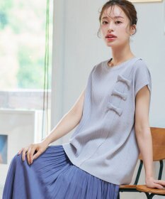 Tiaclasse 【洗える】ナナメ切替リボンニットトップス