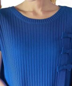 Tiaclasse 【洗える】ナナメ切替リボンニットトップス