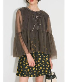 Green Parks リボンチュールデザインブラウス