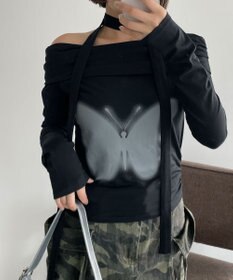 WEGO ストール付きバタフライオフショルトップス