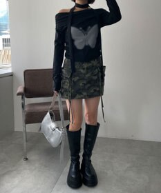 WEGO ストール付きバタフライオフショルトップス