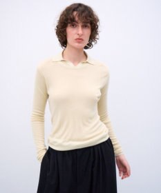 ATON SILK BLENDED CIRCULAR RIB | クルー＆ポロレイヤードプルオーバー