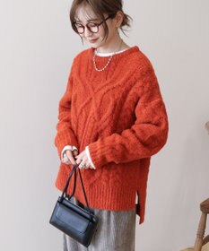 AMERICAN HOLIC ローゲージアラン柄ニットプルオーバー