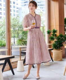 Tiaclasse 配色総レースワンピース