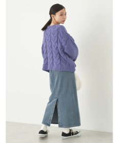 earth music&ecology ローゲージ手編み風ケーブルプルオーバー