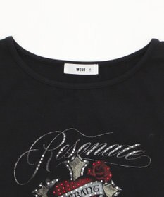 WEGO ラインストーンハートグラフィックちびT