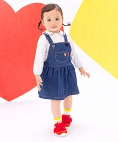 MIKI HOUSE HOT BISCUITS 【70-110cm】ワンポイント 6オンスデニム ジャンパースカート