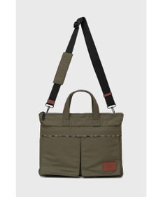 DAKS 軽量ナイロン×牛革 ハウスチェックディテール ブリーフケース