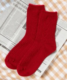 WEGO 【あったか】ぽかぽか裏起毛ハートケーブルソックス