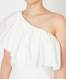 NAVE 【Nave・洗える/撥水/ストレッチ素材】ライトタフタ ワンショルダーブラウス