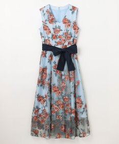 GRACE CONTINENTAL ローズ刺繍フレアドレス