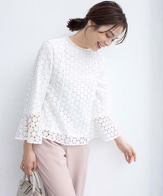 組曲 【WEB限定】フラワーレース 袖フレアトップス