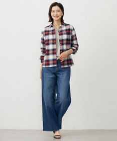 J.PRESS LADIES コットン起毛タータンチェック ショート丈 シャツ ブラウス