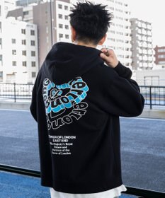 WEGO 【ユニセックス着用ITEM/裏起毛/SMLサイズ展開】リラックスフィットバックロゴジップパーカー