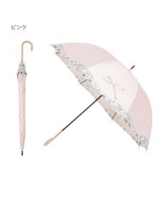 MOONBAT 【耐風傘/ジャンプ傘】ランバン オン ブルー (LANVIN en Bleu) リボン 花柄 長傘 サテンプリント