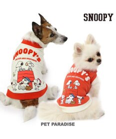 PET PARADISE スヌーピー 兄弟集合柄トレーナー 赤【小型犬】