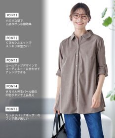 Tiaclasse L 【洗える】コーデュロイシャツチュニックブラウス