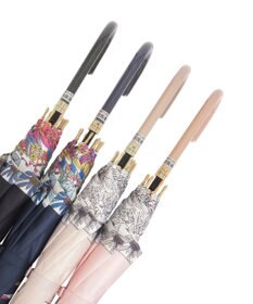 MOONBAT 【耐風傘/ジャンプ傘】ランバン オン ブルー (LANVIN en Bleu) リボン 花柄 長傘 サテンプリント