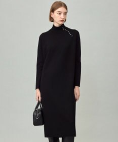 ICB 【洗える】 シルキーウールダブルフェイス ハイネックニットワンピース