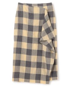 BEIGE， HOBBS / フェイクレザーポケットウールチェックラップスカート