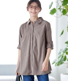 Tiaclasse L 【洗える】コーデュロイシャツチュニックブラウス