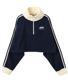 WEGO ハーフジップフリースショートプルオーバー