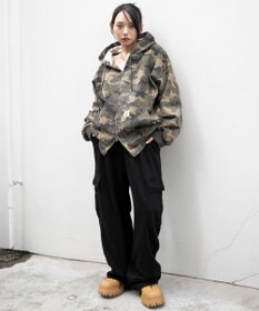 WEGO 【ユニセックス着用ITEM/ウエストゴム/MLサイズ展開】ワイドスウェットカーゴパンツ