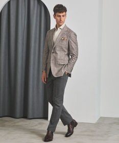 GOTAIRIKU 【CANONICO/カノニコ】サキソニーウールコットンブレンド ジャケット_ブラウンチェック