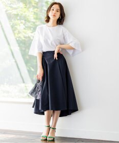 組曲 【汗ジミ防止・撥水】GIZAプレーティング天竺 袖フレア Tシャツ