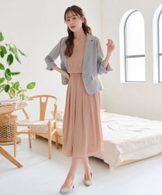 Tiaclasse 【洗える】花びらスリーブベルト付きワンピース