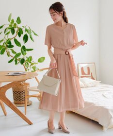 Tiaclasse 【洗える】花びらスリーブベルト付きワンピース