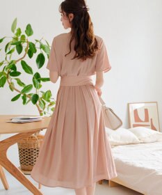 Tiaclasse 【洗える】花びらスリーブベルト付きワンピース