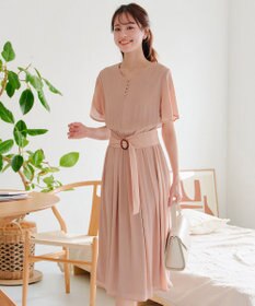 Tiaclasse 【洗える】花びらスリーブベルト付きワンピース