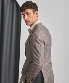 GOTAIRIKU 【CANONICO/カノニコ】サキソニーウールコットンブレンド ジャケット_ブラウンチェック