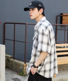 WEGO 【ユニセックス着用ITEM/SMLサイズ展開】オンブレチェックシャツ（SS）