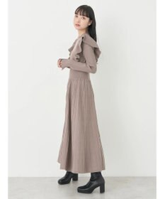 earth music&ecology ショルダーフリルニットワンピース