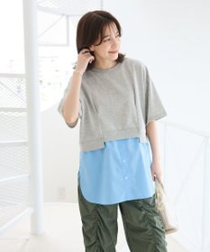 Green Parks 裾タックミニ裏毛シャツドッキングチュニック