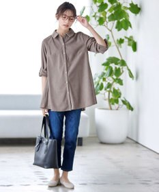 Tiaclasse L 【洗える】コーデュロイシャツチュニックブラウス