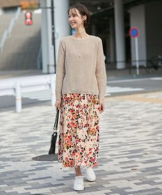 自由区 【XSサイズ～/洗える】リネンミドルゲージボートネック ニット