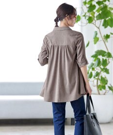 Tiaclasse L 【洗える】コーデュロイシャツチュニックブラウス