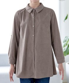 Tiaclasse L 【洗える】コーデュロイシャツチュニックブラウス