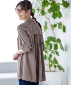 Tiaclasse L 【洗える】コーデュロイシャツチュニックブラウス
