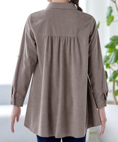 Tiaclasse L 【洗える】コーデュロイシャツチュニックブラウス