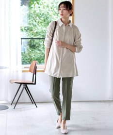 Tiaclasse L 【洗える】コーデュロイシャツチュニックブラウス