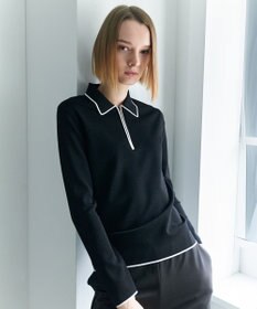 ICB シンセティックフルニードル ハーフジップニット ブラック